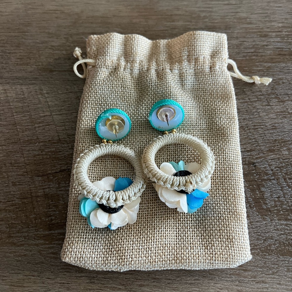 Handmade Statement Earrings – Caribbean Floral Hoop – Unique Boho Jewelry 🌺 - Picture 2 of 4